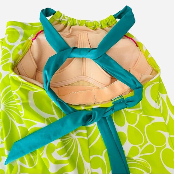 Athleta Kokomo Halter Swim Sport Dress XXS Green Floral Print Bra Insert - Picture 5 of 16